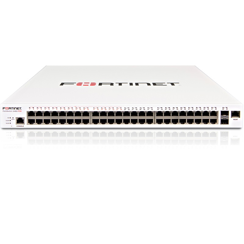 Switch Fortinet FortiSwitch-248D-POE L2 POE Switch 48x GE RJ45 ports 2x 1 GE SFP slots FortiGate switch controller compatible FS-248D-POE